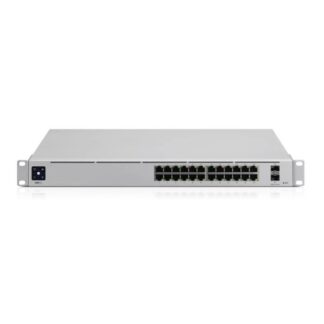 Ubiquiti Switch Pro 24 USW-Pro-24 Layer 3 switch with (24) GbE RJ45 ports and (2) 10G SFP+ ports.